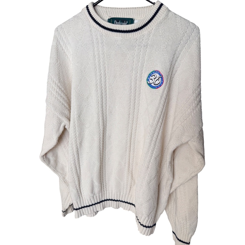 Dunbrooke Vintage Cable Knit Crewneck Sweater Size L
